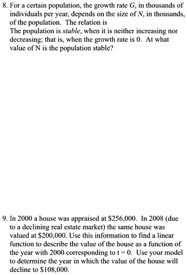 SOLVED:For certain population the growth rate G , in thousands of ...