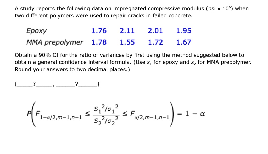 SOLVED: A study reports the following data on impregnated compressive ...