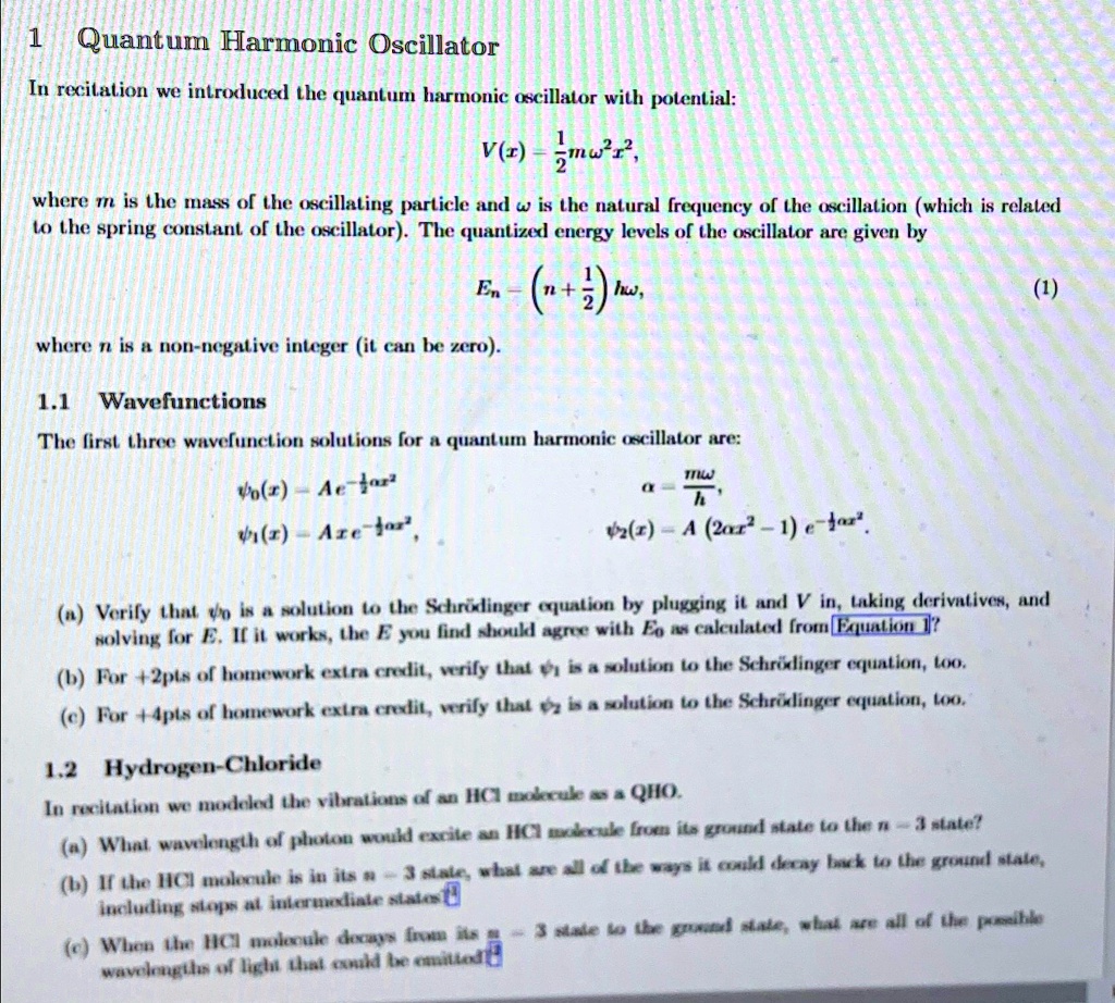 Solved Consider The Harmonic Oscillator Problem In Quantum Or Cheggcom