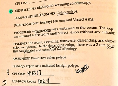 cpt code 40 preprocedure diagnosis screening colonoscopy postprocedure ...