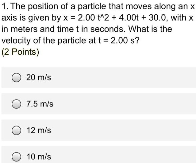 The position of a particle that moves along an X axis is given by x = 2 ...