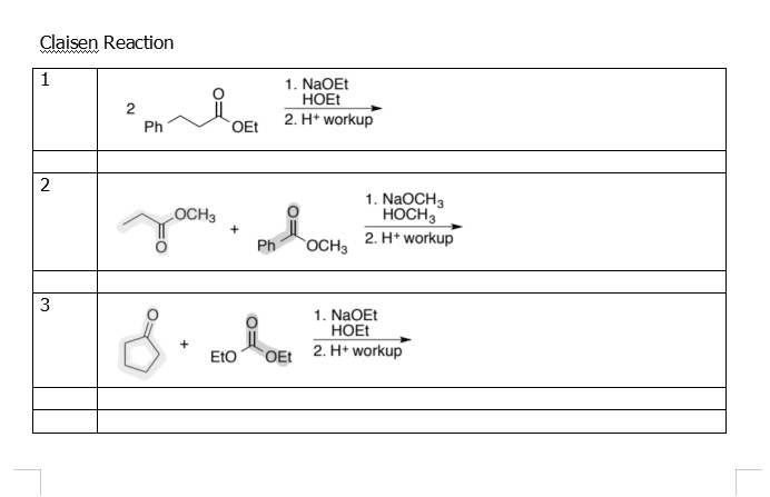 SOLVED: Titlewithtopic: Mechanism of Claisen Reaction