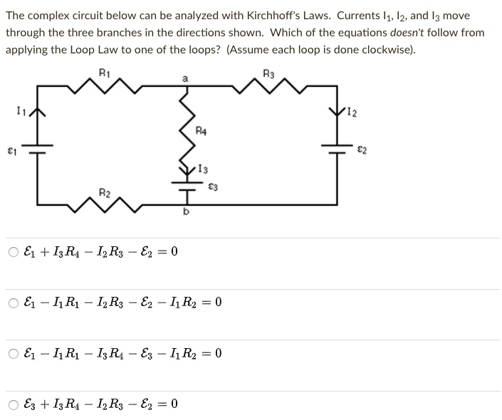 SOLVED: The complex circuit below can be analyzed with Kirchhoff's Laws ...