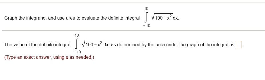 SOLVED: Graph The Integrand, And Use Area To Evaluate The Definite ...