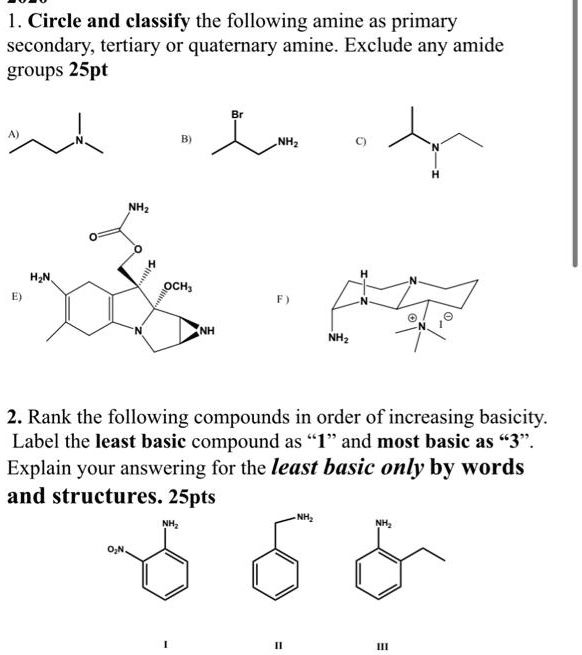 Solved Circle And Classify The Following Amine As Primary Secondary