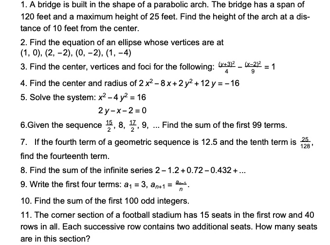 SOLVED A bridge is built in the shape of a parabolic arch The bridge