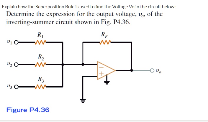 Explain how the Superposition Rule is used to find the Voltage Vo in ...