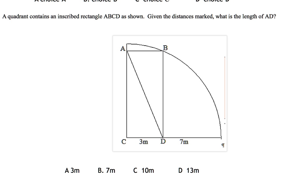 quadrant contains an inscribed rectangle abcd as shown given the