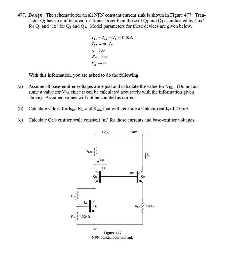 SOLVED 47Z Design. The schematic for an all NPN constant curent sink
