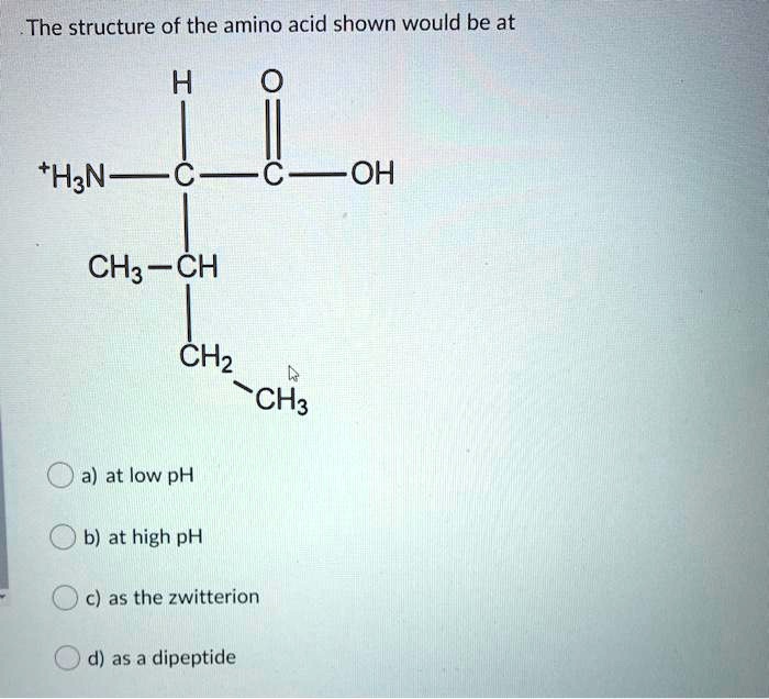 SOLVED The structure of the amino acid shown would be at tHzN OH CH3