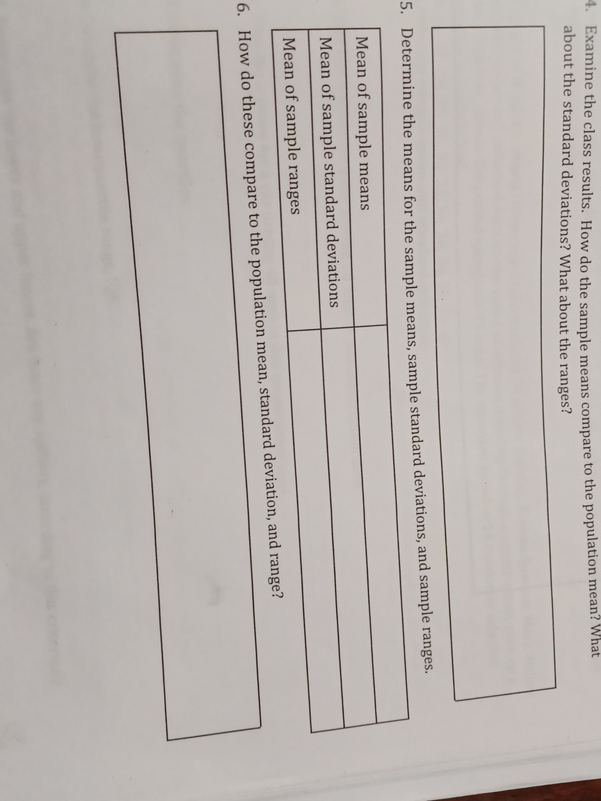 SOLVED 4. Examine the class results. How do the sample means compare to the population mean