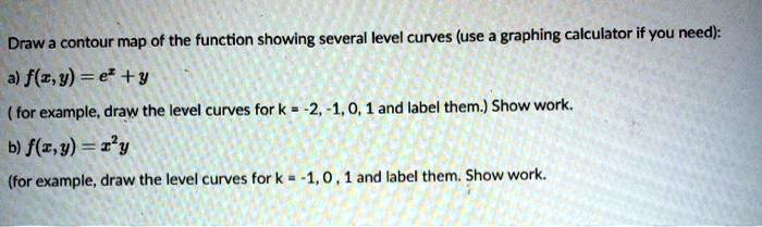 Solved Draw A Contour Map Of The Function Showing Several Level Curves Use Graphing Calculator If You Need A F Z Y 0 Y For Example Draw The Level Curves Fork 2 1 0 1and Iabel