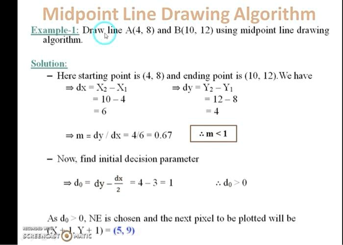 SOLVED: I want to convert this problem into code and it will show me the  same output in C ++ language, and it will be applied to Visual Studio  Midpoint Line Drawing