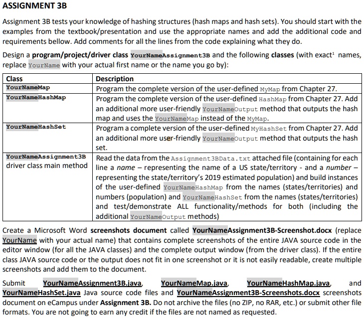 SOLVED: Assignment 3B tests your knowledge of hashing structures (hash ...