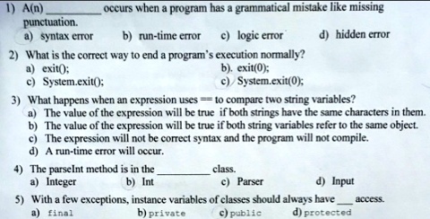VIDEO solution: An error occurs when a program has a grammatical ...