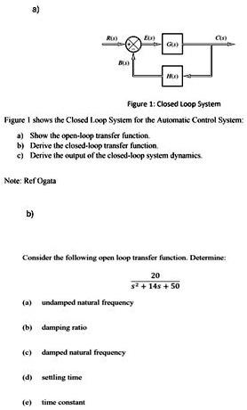 a) R(s) E(s) C(s) G(s) B(s) H(s) Figure 1: Closed Loop System Figure 1 ...