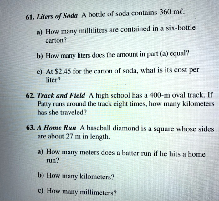 SOLVED A bottle of soda contains 360 ml. 61 liters of soda. How many