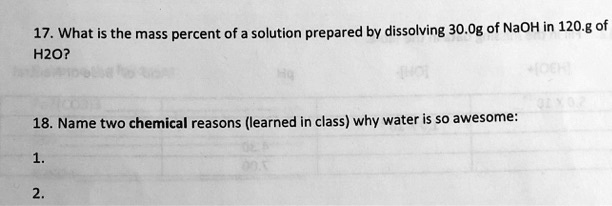17 what is the mass percent of a solution prepared by dissolving 300g
