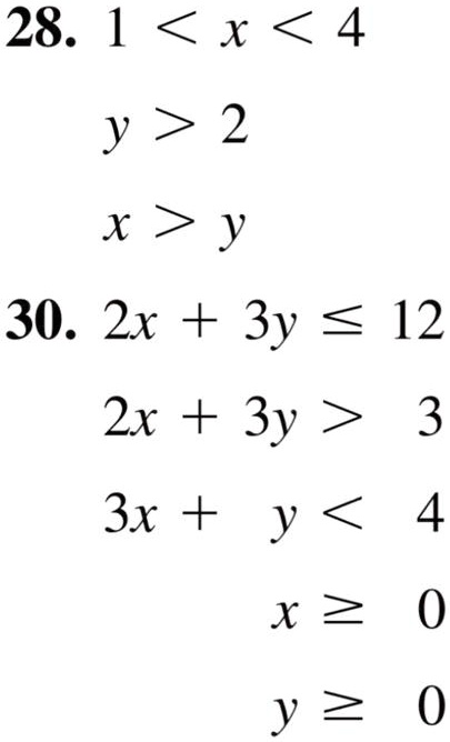 Solved 28 1 X 4 Y 2 X Y 30 2x 3y 12 2x 3y 3 3x Y 4 X Y