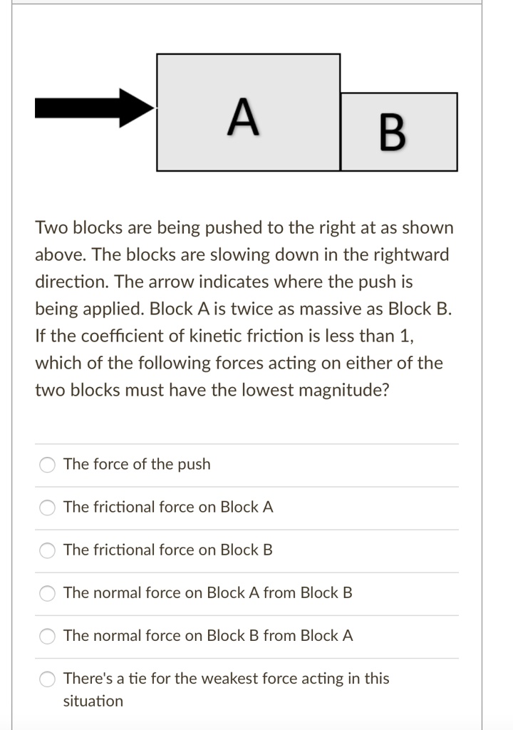 SOLVED: A B Two Blocks Are Being Pushed To The Right At As Shown Above ...