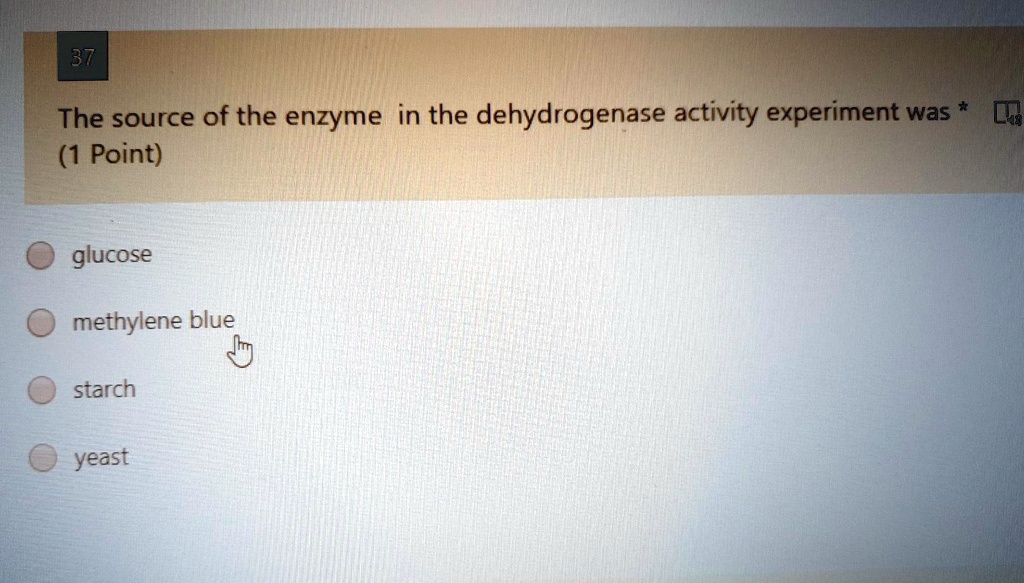 dehydrogenase activity in yeast experiment