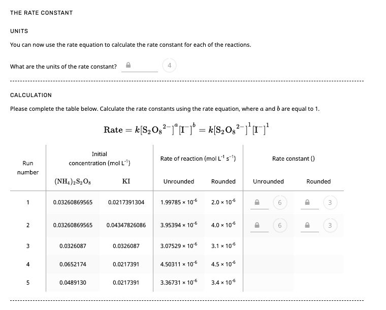 SOLVED: THE RATE CONSTANT UNITS You can now use the rate equation to ...