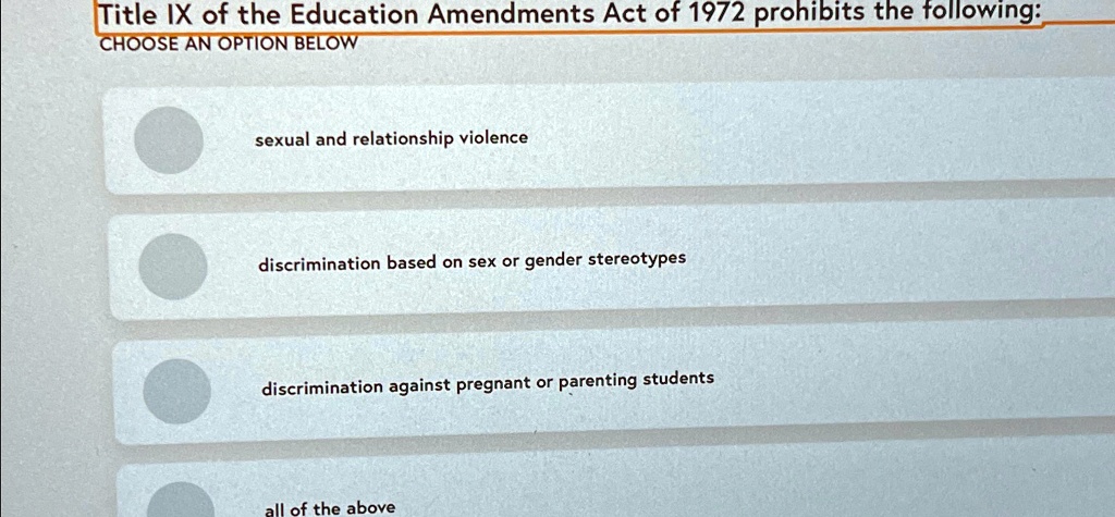 title ix of education amendment act of 1972 prohibits