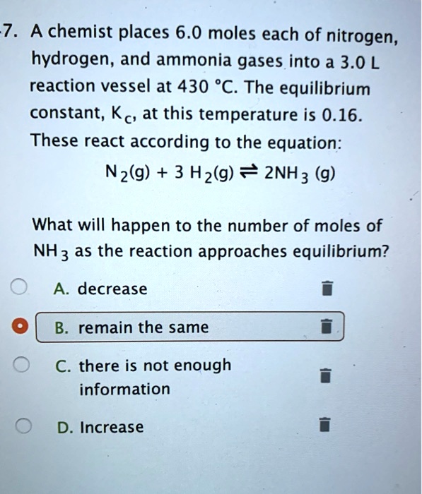 SOLVED 7 A chemist places 6.0 moles each of nitrogen, hydrogen, and