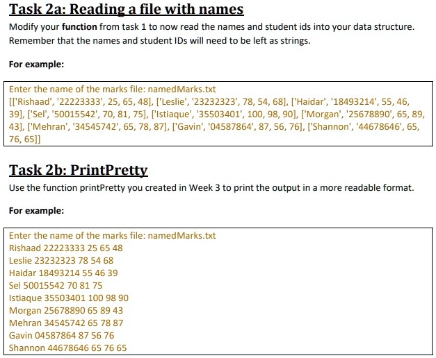 SOLVED: please use python language Task 2a:Reading a file with names ... image.