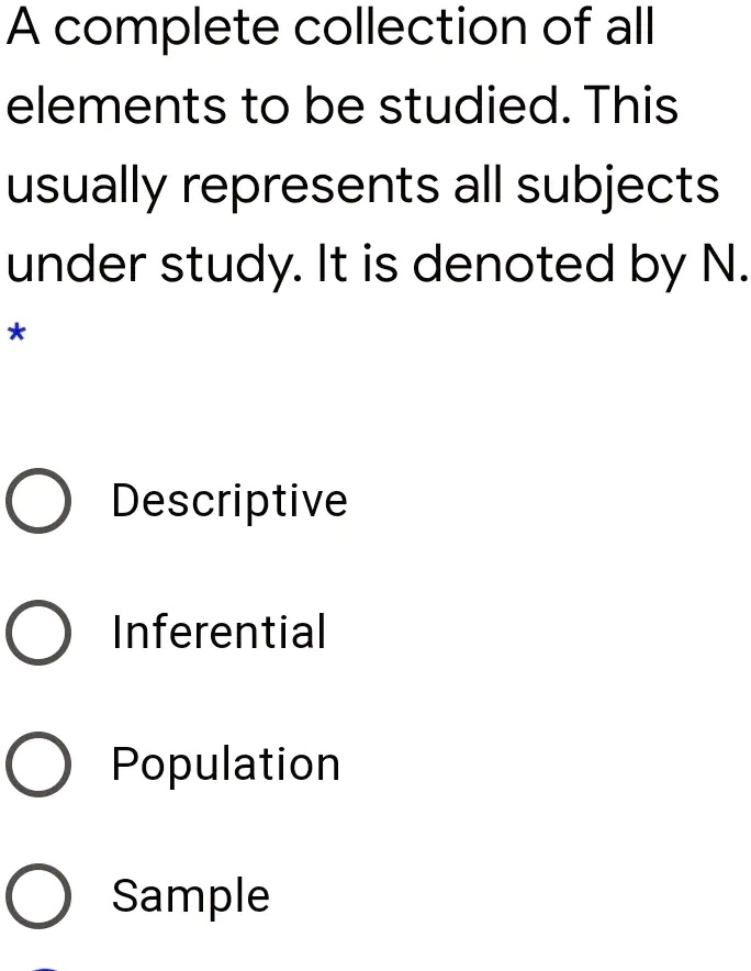 SOLVED A complete collection of all elements to be studied This