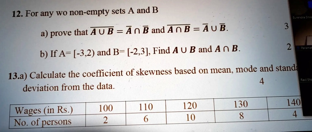 SOLVED: 12. For Any Two Non-empty Sets A And B, Suppose That A âˆª B ...