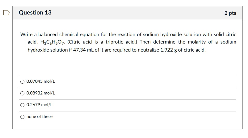 SOLVED: Write a balanced chemical equation for the reaction of sodium ...