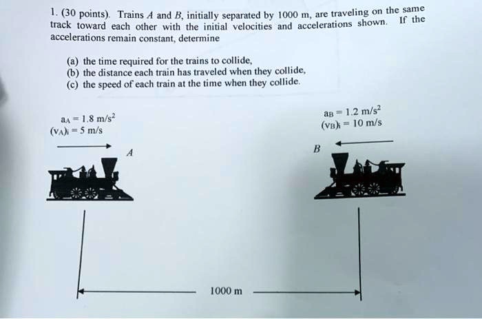 SOLVED: (30 Points) Trains 4 And B, Initially Separated By [000 M Dc ...