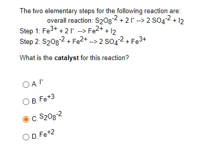 the two elementary steps for the following reaction are overall ...