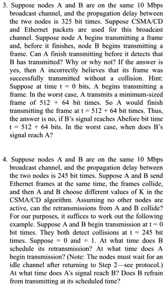 4 Suppose Nodes A And B Are On The Same 10 Mbps Broadcast Channel And ...