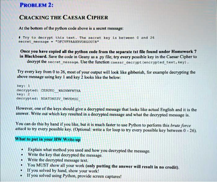 SOLVED: Please write the code for caesardecrypt(encryptedtext, key ...