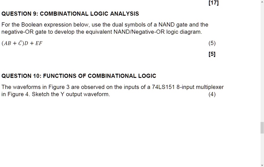 [GET ANSWER] QUESTION 9: COMBINATIONAL LOGIC ANALYSIS [17] For the ...
