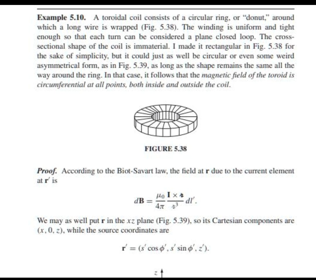 Example 510 A Toroidal Coil Consists Of A Circular Ring Or Donut Around Which Long Wire Is 0798