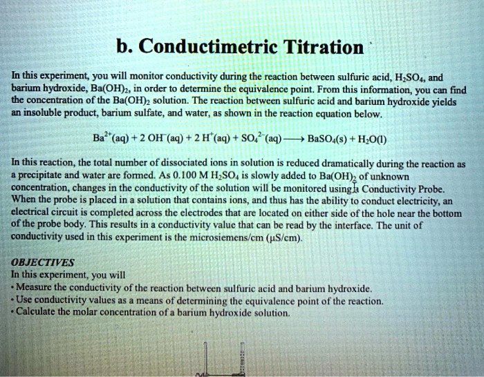 SOLVED Conductimetric Titration In this experiment, you will monitor