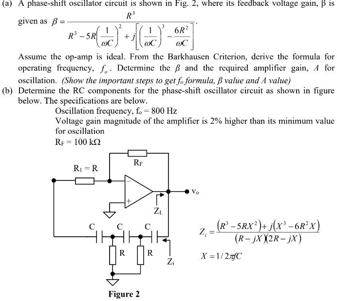 SOLVED: A Phase-shift Oscillator Circuit Is Shown In Fig 2. The ...