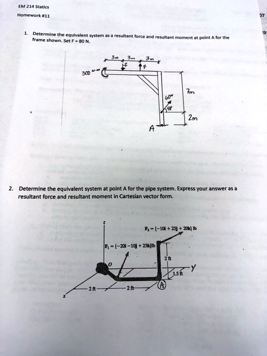 SOLVED: EM 214 Statics 07 Determine the equivalent system frame shown ...