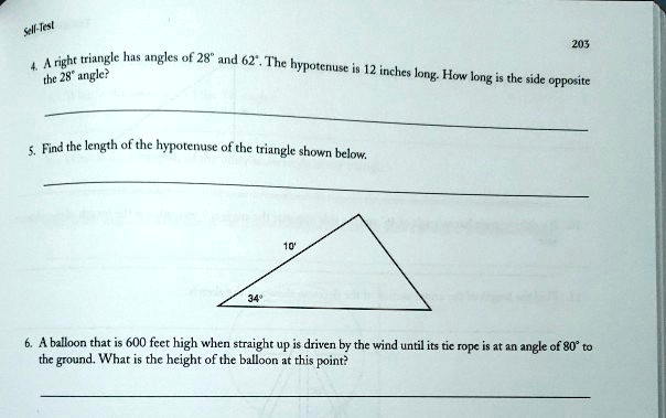 right triangle has angles t 28 and 62 the hypoterust the 28 angle 12 ...