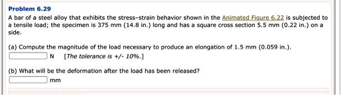 SOLVED: Problem 6.29 A bar of a steel alloy that exhibits the stress ...