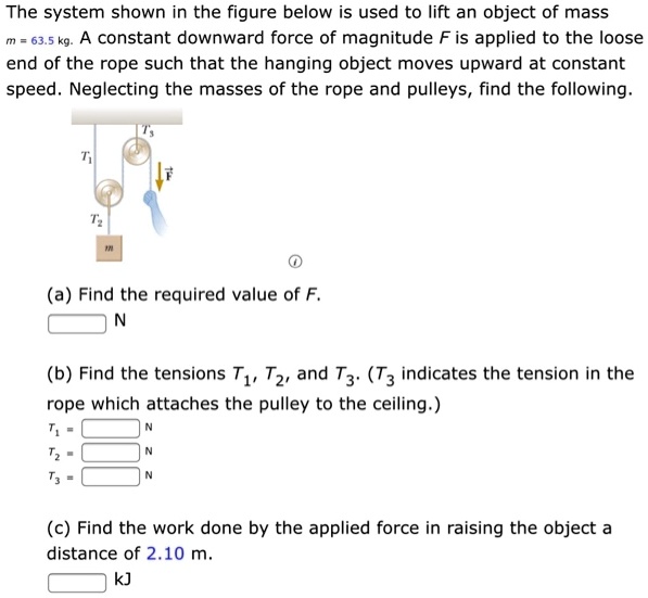 the system shown in the figure below is used to lift an object of mass ...