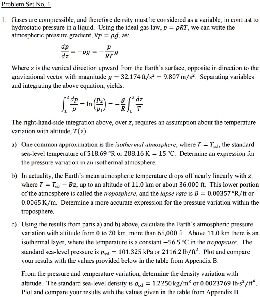 problem set no 1 1 gases are compressible and therefore density must be ...