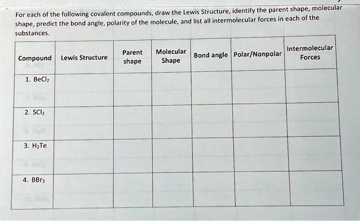 SOLVED: Texts: For each of the following covalent compounds, draw the ...