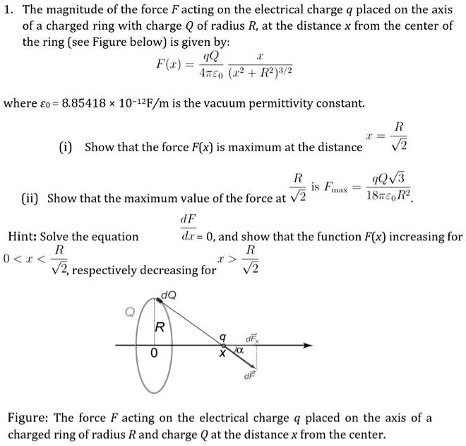 SOLVED: The magnitude of the force F acting on the electrical charge q ...