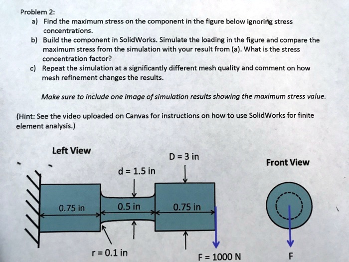 Problem 2: a) Find the maximum stress on the component in the figure ...