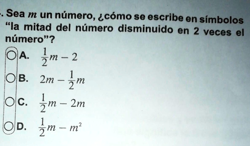 que resultado es esto sea m un numero como se escribe en simbolos la