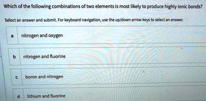 Which Combination Of Servings Is Likely To Provide SOLVED: Which ofthe following combinations of two elements is most